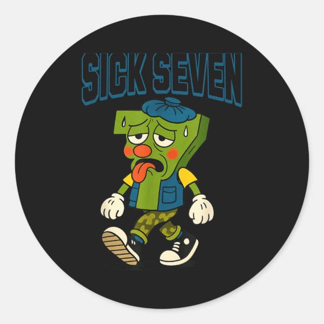 Pegatina Redonda Sick Seven 67 Halloween Costume For Pular Design  (Anverso)