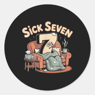 Pegatina Redonda Sick Seven 67 Halloween Seis Siete Disfraz Diverti