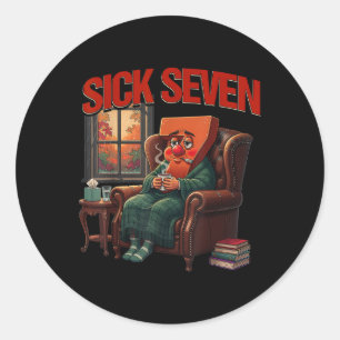 Pegatina Redonda Sick Seven 67 Meme Disfraz de Halloween Divertido 