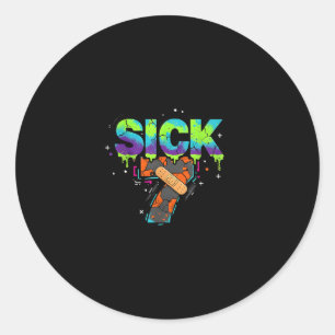 Pegatina Redonda Sick Seven Meme Graffiti Goteo Diversión Juego de