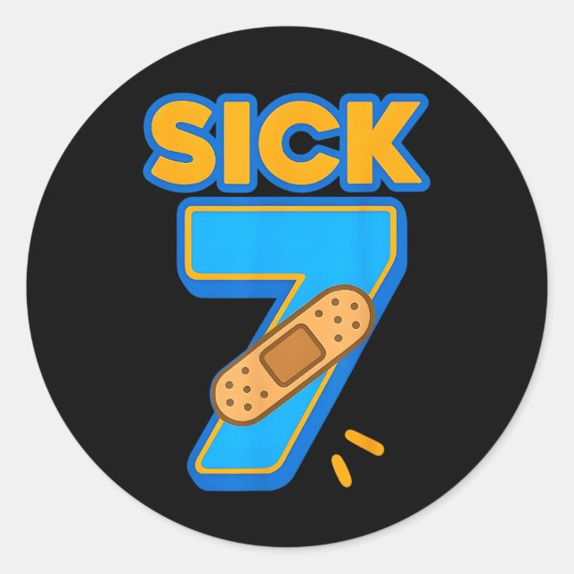 Pegatina Redonda Sick Seven Meme Six Seven Sick 7 Funny Birthday By (Anverso)