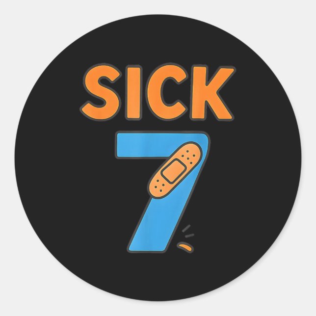 Pegatina Redonda Sick Seven Meme Tee Six Seven Fun Wordplay  (Anverso)
