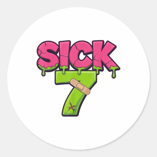 Pegatina Redonda Sick Seven Meme Tee Six Seven Fun Wordplay Drip _2 (Anverso)
