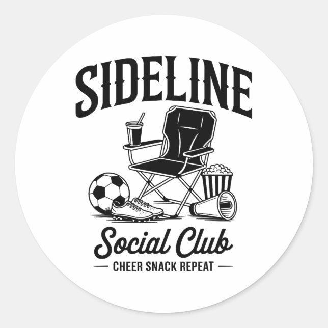 Pegatina Redonda Sideline Social Club Grandma Sister Mothers Day So (Anverso)