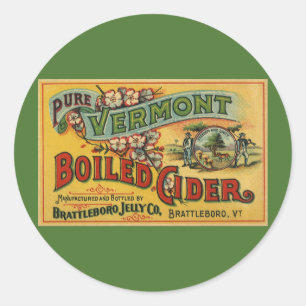 Pegatina Redonda Sidra Hervida de Brattleboro Vintage Vermont