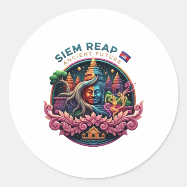 PEGATINA REDONDA SIEM REAP (Anverso)