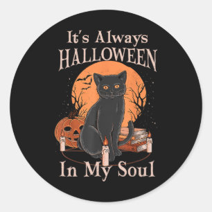 Pegatina Redonda Siempre es Halloween en mi melodía Soul