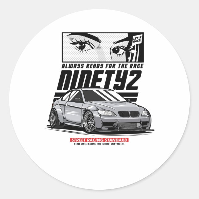 Pegatina Redonda Siempre listo para la carrera (Anverso)