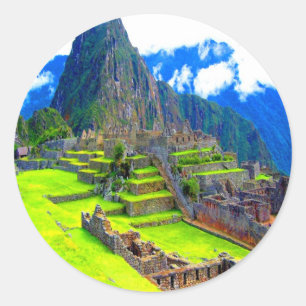 Pegatina Redonda Siempre memoria de la belleza machu picchu peru