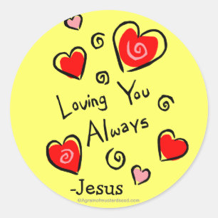 Pegatina Redonda Siempre te quiero -Jesús, corazón