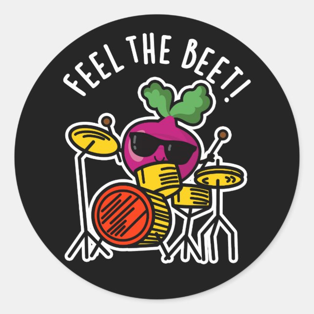 Pegatina Redonda Siente La Abeja Graciosa Veggie Pun Dark BG (Anverso)
