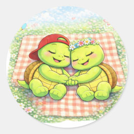 Pegatina Redonda Siesta con Manta de Picnic