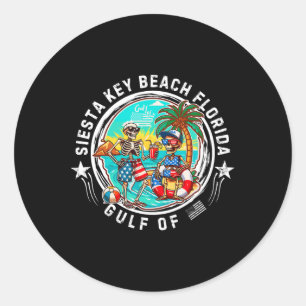 Pegatina Redonda Siesta Key Beach Hombres Y Mujeres De Florida
