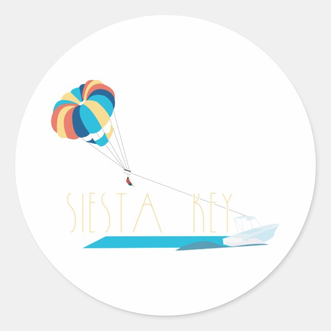 Pegatina Redonda Siesta Key Beach Parasailing (Anverso)