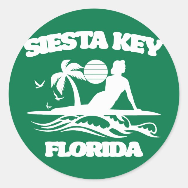 Pegatina Redonda Siesta Key Florida (Anverso)