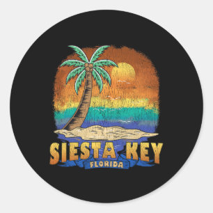 Pegatina Redonda Siesta Key Florida Vintage Distresage Souvenir