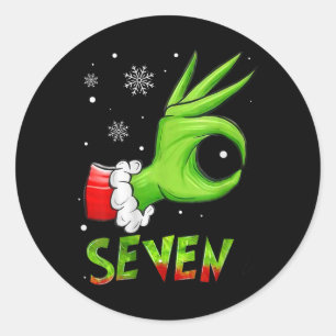 Pegatina Redonda Siete divertidos 6 7 Meme Santa Navidad Xmas Profe
