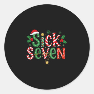 Pegatina Redonda Siete Enfermos Meme Divertido 67 Seis Siete Navida