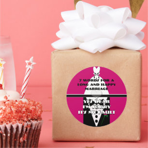 Pegatina Redonda Siete palabras para un matrimonio largo y feliz