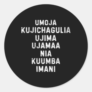 Pegatina Redonda Siete Principios De Kwanzaa Feliz Kwanzaa 11