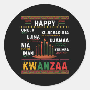 Pegatina Redonda Siete Principios De Kwanzaa Feliz Kwanzaa 6