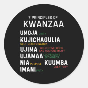 Pegatina Redonda Siete Principios De Kwanzaa Feliz Kwanzaa 7