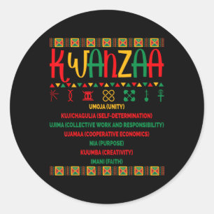 Pegatina Redonda Siete Principios De Kwanzaa Hombres Mujeres Kwanza