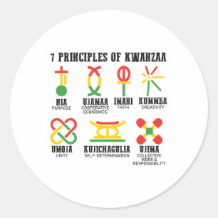 Pegatina Redonda Siete Principios De Kwanzaa Orgullosos Africanos