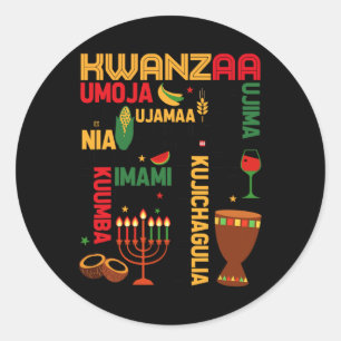 Pegatina Redonda Siete Principios De Kwanzaa Orgullosos Africanos