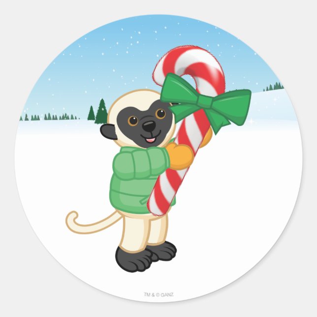 Pegatina Redonda Sifaka Lemur (Anverso)