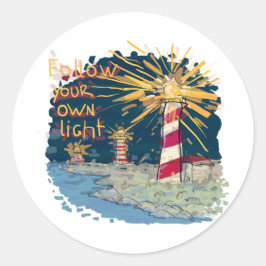 Pegatina Redonda Siga su propia luz