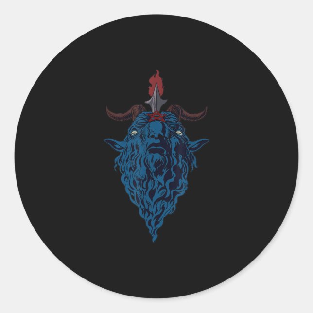 Pegatina Redonda Sigilia De Cabra De Baphomet Del Gótico Oscuro De 