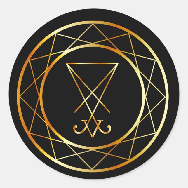 Pegatina Redonda Sigilia de Lucifer (Anverso)