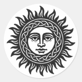 Pegatina Redonda Sigilo del Rostro Solar - Emblema del Sol Negro
