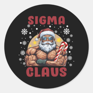 Pegatina Redonda Sigma Claus Navidades Santa Men Boys Feliz Rizzmas