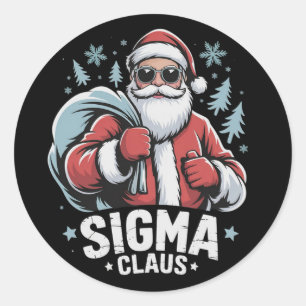 Pegatina Redonda Sigma Claus Santa Cool Divertido Xmas Rizz Rizzler