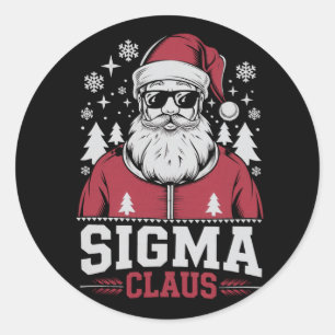Pegatina Redonda Sigma Claus Santa Cool Navidad Rizz Rizzler Meme