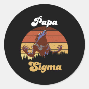 Pegatina Redonda Sigma Papa Lobo Partido Tribu Lobos Camping Pack F
