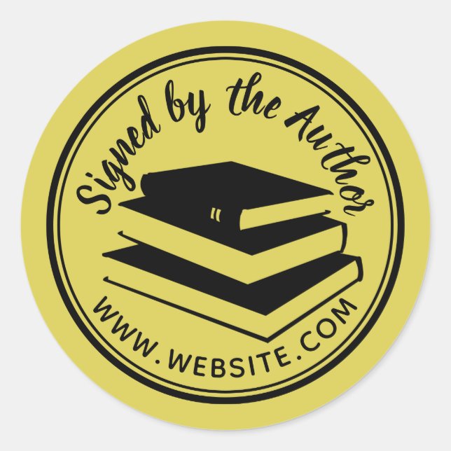 Pegatina Redonda Signed by Author Book Marketing Writer Novelist (Anverso)