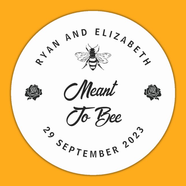 Pegatina Redonda Significado Para Ser Boda Querido Favor (Meant To Bee Wedding Honey Favor Classic Round Sticker)