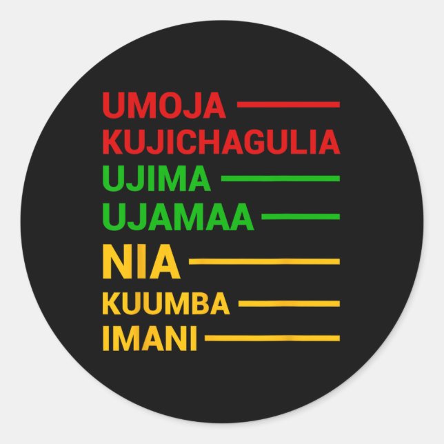 Pegatina Redonda Significados principales de la Fiesta de Kwanzaa 7 (Anverso)