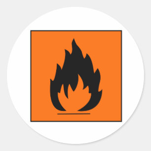 Pegatina Redonda Signo de advertencia altamente inflamable de pelig