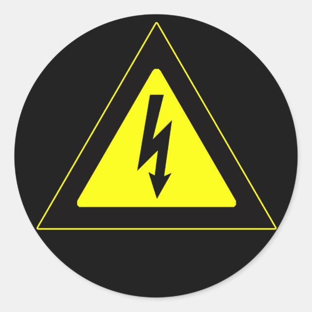 Pegatina Redonda Signo de advertencia de alto voltaje (Anverso)
