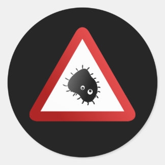 Pegatina Redonda Signo de advertencia de bacterias