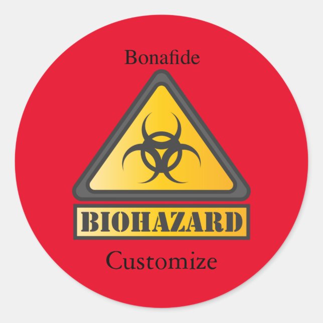 Pegatina Redonda Signo de advertencia de Biohazard divertida (Anverso)
