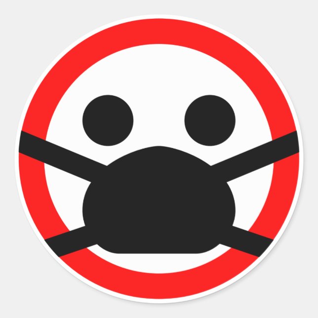 Pegatina Redonda signo de advertencia de máscara de protección 😷 (Anverso)