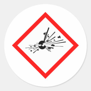 Pegatina Redonda Signo de advertencia explosiva