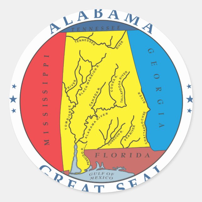 Pegatina Redonda Signo de Alabama (Anverso)