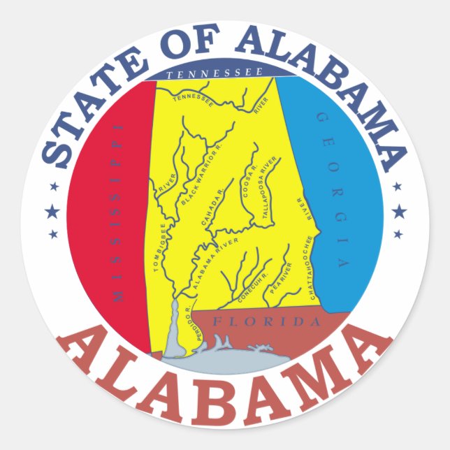 Pegatina Redonda Signo de Alabama (Anverso)
