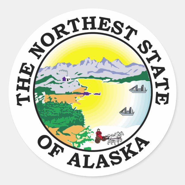 Pegatina Redonda Signo de Alaska (Anverso)